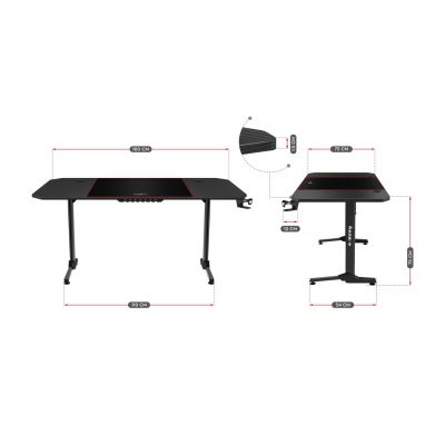 6. Huzaro Hero 4.7 Schwarzer Gaming-Schreibtisch