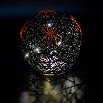 8. Dekorative Kugellampe mit Spinnen-LED, 15 cm, Halloween, Schwarz