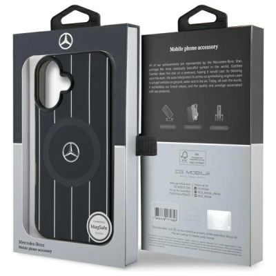 8. Mercedes MB Double Layer Crossed Lines MagSafe Hülle für iPhone 16 - Schwarz