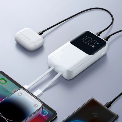 13. Mini-Powerbank mit integrierten Kabeln Joyroom JR-PBC06 30W 10000mAh - Weiß