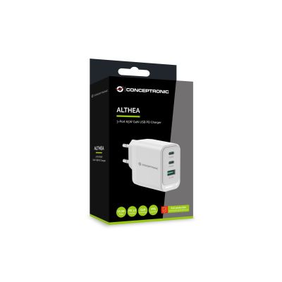 6. Conceptronic ALTHEA21W65 Universelles Ladegerät für Mobilgeräte, Weiß, AC-Schnellladung, Intern