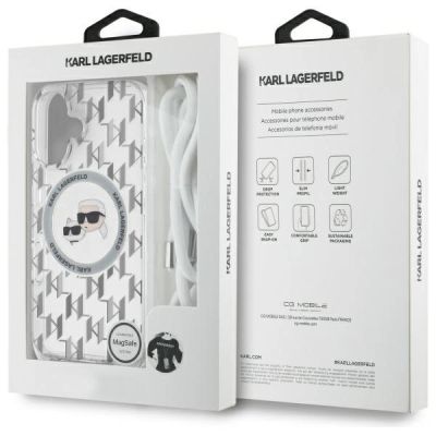 7. Karl Lagerfeld IML Crossbody Monogram Karl & Choupette Head MagSafe Hülle für iPhone 16 - Transparent