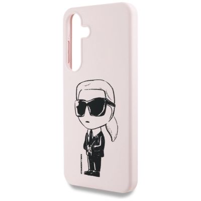 6. Karl Lagerfeld Silikon-Graffiti-Ikonik-Logo-bedruckte MagSafe Samsung Galaxy S25 Hülle Pink