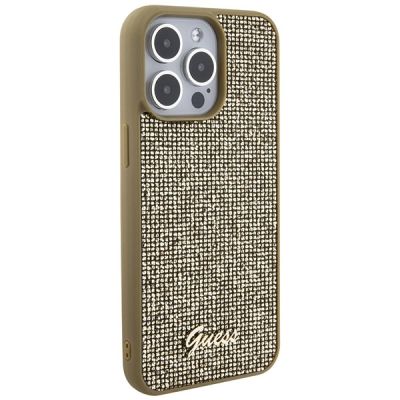 4. Guess Disco Metal Script Hülle für iPhone 15 Pro Max – Gold