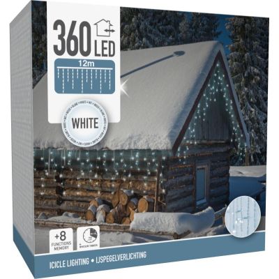 14. Weihnachtsbaumbeleuchtung, Außenbeleuchtung, 360°-LED-Steuerung, Timer, kaltweißes, transparentes Kabel