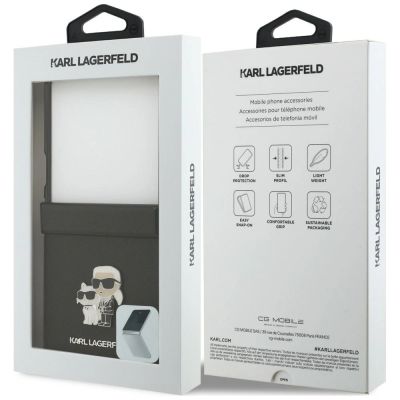 8. Karl Lagerfeld Karl&Choupette Saffiano Pins Hülle für Samsung Galaxy Z Flip 8 - Schwarz