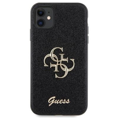 3. Guess GUHCN61HG4SGK Hülle für iPhone 11 / Xr – Schwarz Glitter Script Big 4G