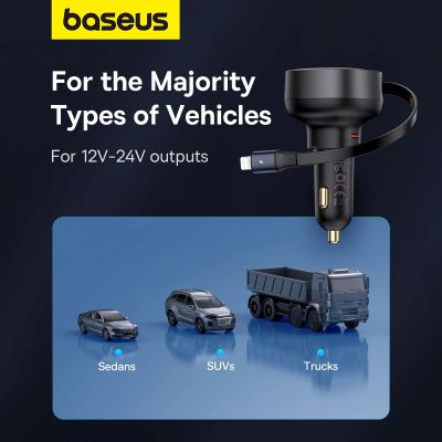 16. Baseus Enjoyment Pro USB-C (Buchse) / Lightning (Stecker) 60W Kfz-Ladegerät – Schwarz