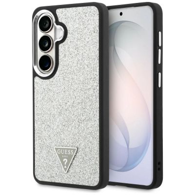 Guess Fixed Glitter Triangle MagSafe Hülle für Samsung Galaxy S26 - Silber