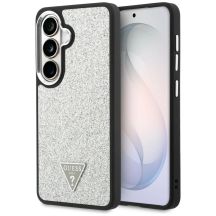 Guess Fixed Glitter Triangle MagSafe Hülle für Samsung Galaxy S26 - Silber