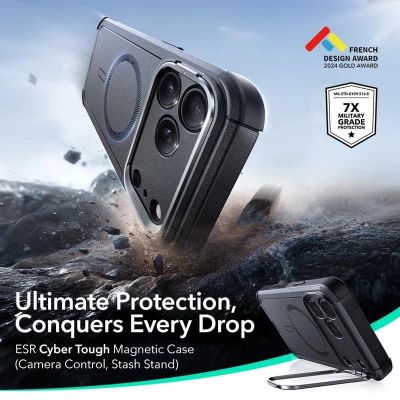 6. ESR Cyber ​​Kickstand MagSafe Case für iPhone 17 Pro - Schwarz