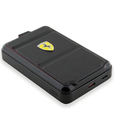 5. Powerbank Ferrari Metal Logo MagSafe Induktion 15W 10000 mAh mit Standfunktion - Schwarz