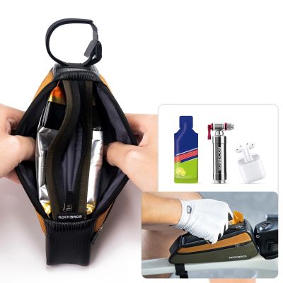 2. Rockbros 088 Oberrohr-Fahrradtasche 0,25 l – Grün und Orange