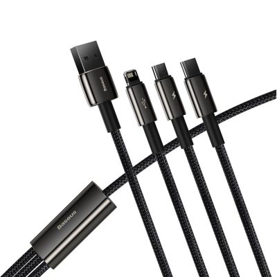 4. Baseus Tungsten 3in1 USB-Kabel - USB Typ C / Lightning / Micro-USB 3,5 A 1,5 m schwarz (CAMLTWJ-01)