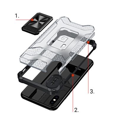 7. Crystal Ring Case robuste Kickstand TPU/PC Panzer Handyhülle Hard Case für iPhone XS Max rot