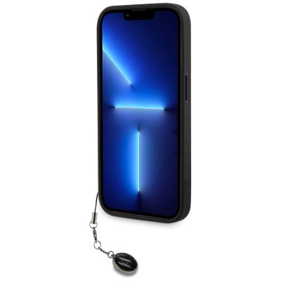 5. Karl Lagerfeld Saffiano Rhinestones & Charm Hülle für iPhone 15 Pro – Schwarz