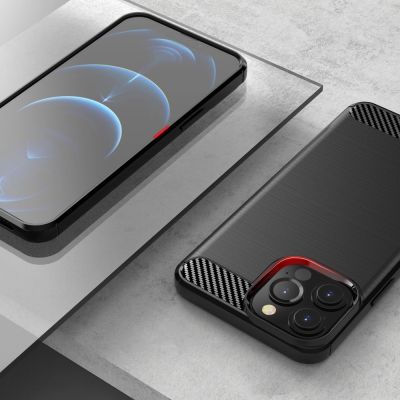 6. Carbon Case Flexibel Handyhülle TPU Schutzhülle für iPhone 13 Pro schwarz