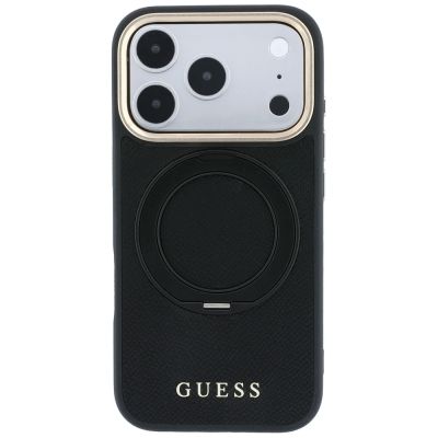 3. Guess Ring Stand 360 Grained Classic Logo MagSafe Hülle für iPhone 18 Pro / 17 Pro – schwarz