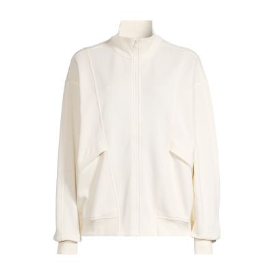 6. CASALL Bequemer Pullover mit durchgehendem Reißverschluss weiß