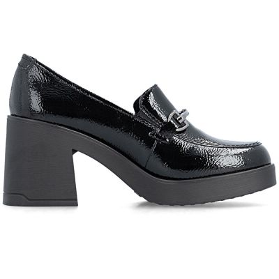 2. Schwarze Damen-Slipper aus Lackleder mit hohem Absatz, Rieker 58051-00