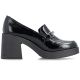 2. Schwarze Damen-Slipper aus Lackleder mit hohem Absatz, Rieker 58051-00