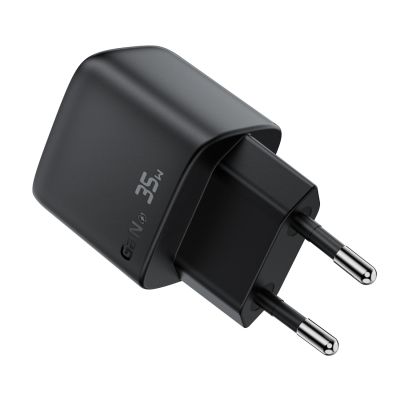 4. Acefast A116 GaN PD 35W USB-A USB-C Wandladegerät mit Display - Schwarz