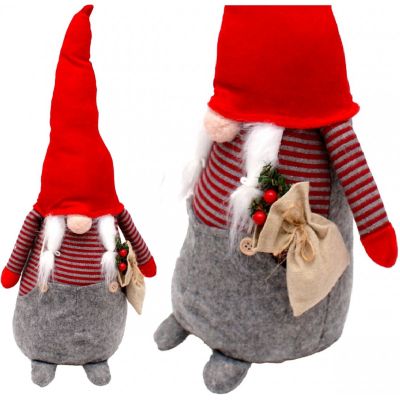 7. Dekorativer Weihnachtsmann, 50 cm, Mädchen mit Tasche und Beere
