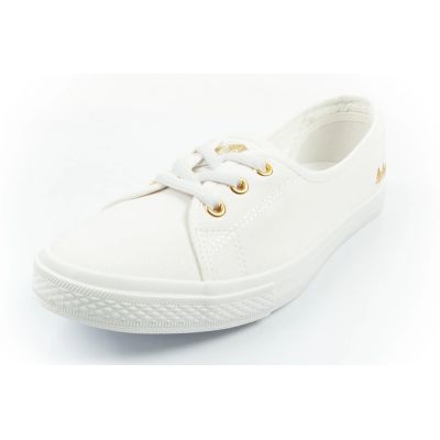 3. Lee Cooper Damenschuhe, sportliche weiße Slip-On-Ballerinas