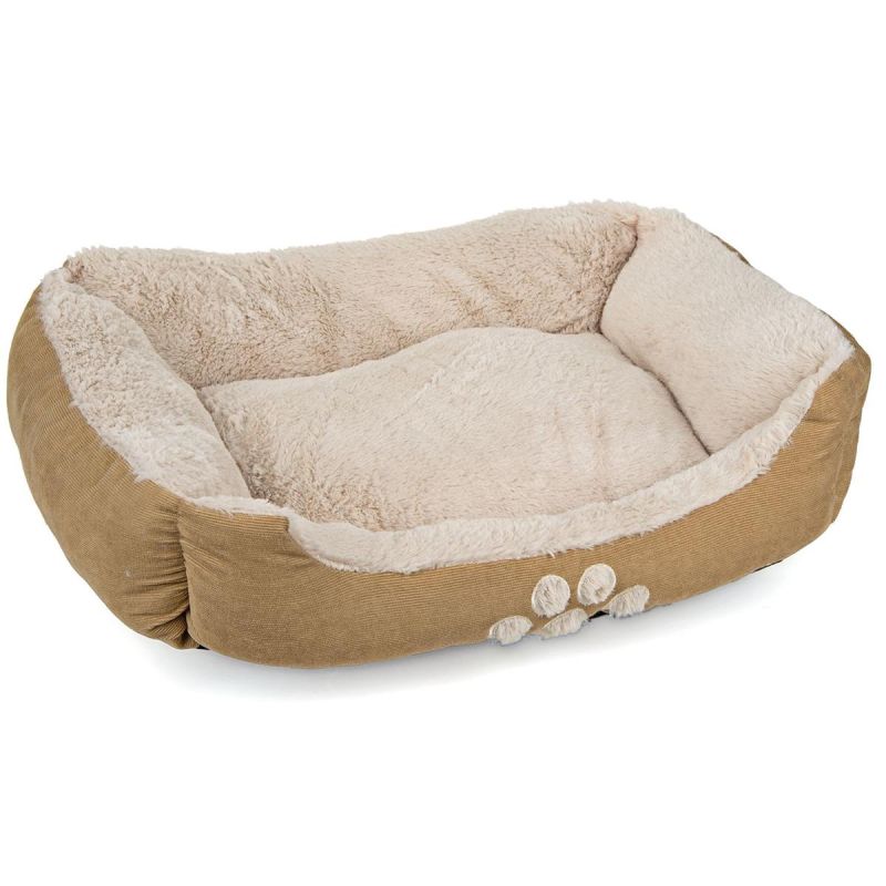 2. Hundebett mit sehr weichem Fell für Hunde oder Katzen, 60 x 48 cm – Beige