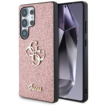 Guess Fixed Glitter Big 4G Metal Logo Hülle für Samsung Galaxy S25 Ultra rosa
