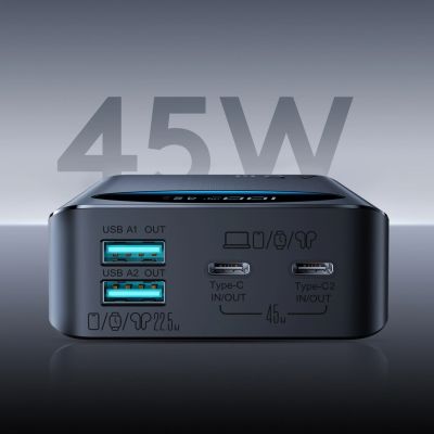 11. Joyroom JR-PBF02 Pro 20000 mAh 45W Powerbank mit Digitalanzeige, 2x USB-A, 2x USB-C – Schwarz