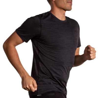 3. Luxe Kurzarm-Lauf-T-Shirt für Herren, Schwarz