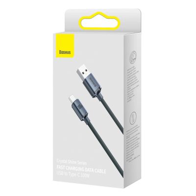 5. Baseus Crystal Shine Series Kabel USB-Kabel für schnelles Laden und Datenübertragung USB Typ A - USB Typ C 100 W 2 m schwarz (CAJY000501)