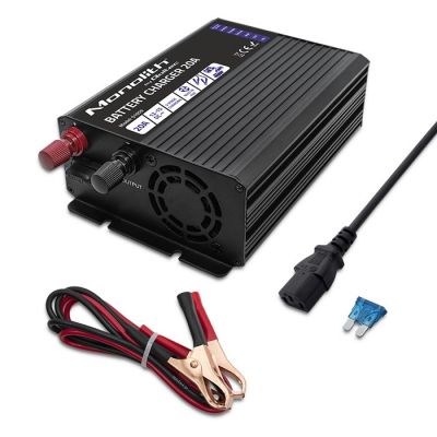 2. Intelligentes Qoltec Monolith-Ladegerät für LiFePO4-, AGM-, GEL- und SLA-Batterien, 20 A, 12 V