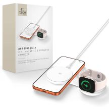 Tech-Protect A55 2-in-1 MagSafe 25W Qi2.2 Kabelloses Ladegerät + USB-C / USB-C Kabel 100cm - Weiß