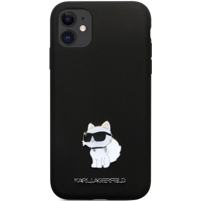 3. Karl Lagerfeld KLHCN61SMHCNPK Hülle für iPhone 11 / Xr – schwarzer Silikon-C-Metallstift