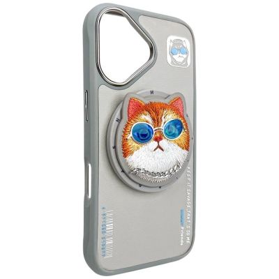 5. Nimmy Glasses Cool Cat MagSafe Case für iPhone 16 - Grau