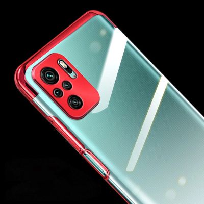 2. Clear Color Silikon Gel Electroplating frame Handyhülle Schutzhülle für Xiaomi Redmi Note 10 5G / Poco M3 Pro blau