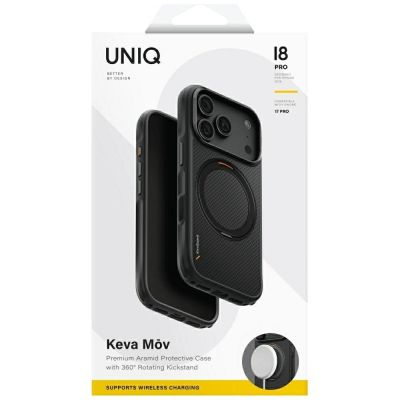 15. Uniq Keva Mov Magclick Ladehülle für iPhone 18 Pro / 17 Pro – Schwarz