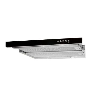 Teleskop-Unterbauhaube AKPO WK-7 LIGHT GLASS 50 INOX SCHWARZ (500 mm; Farbe Inox, Front aus schwarzem Glas)