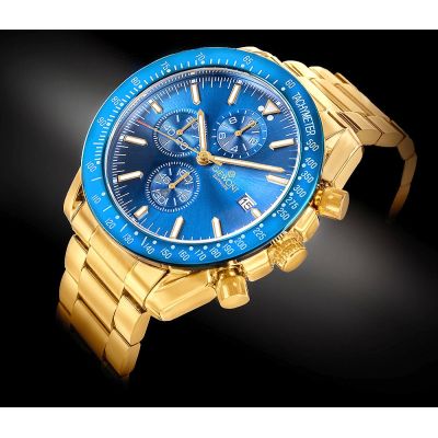 2. Giewont Herrenuhr Chronograph Saphir Gold Blau GW8720-B6