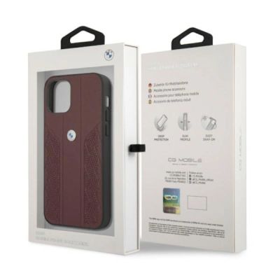 8. BMW Leather Curve Perforate Case für iPhone 12 Pro Max – Rot