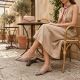 5. Damen-Ledersandalen mit Blumenmuster, beige, Vinceza 26-66951