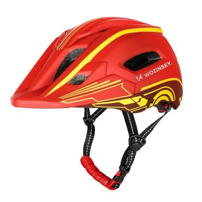 2. Wozinsky Kinder-Integralhelm mit USB-Rücklicht, Größe S – Rot und Gelb