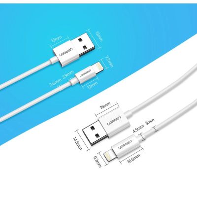 18. Ugreen US155 20728 USB-A / Lightning MFi 2,4A Kabel 1m - Weiß