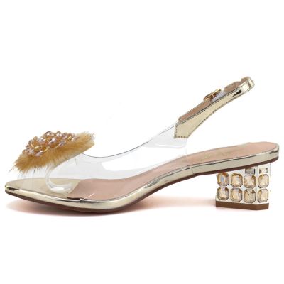 3. Transparente Sandalen mit dekorativem goldenem Absatz D&A MR62-9100