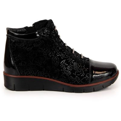 16. Damen-Lederboots mit Warmfutter und Print, schwarz, Filippo