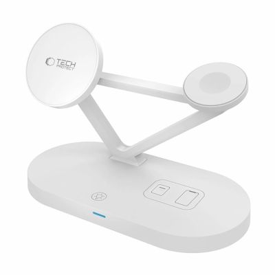 3. Tech-Protect QI15W-A41 3in1 kabelloses Ladegerät mit MagSafe für Apple -Geräte – Weiß