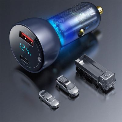 11. Baseus Particular 65W USB-A USB-C QC PPS Kfz-Ladegerät mit Digitalanzeige – Dunkelgrau