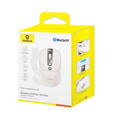 10. Baseus Editor Kabellose Computermaus mit 800-mAh-Akku und Akkuanzeige – Weiß